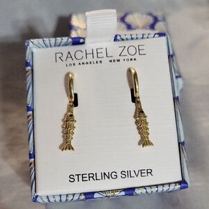 Rachel Zoe Huggie Hoop Gold Fish Earrings